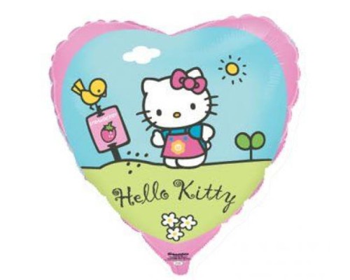 Folijas balons  Kaķis Hello Kitty in the garden, 46cm, sirds