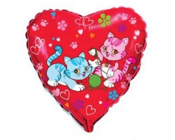 Folijas balons  Kaķis, Sweet Kitten, 46cm, sirds