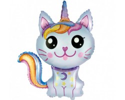 Folijas balons  Kaķis Caticorn, zils, 60cm