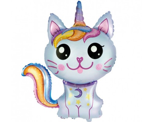 Folijas balons  Kaķis Caticorn, zils, 60cm