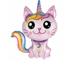 Folijas balons  Kaķis Caticorn, rozā, 60cm