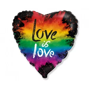 Folijas balons Mīlu - Love is love, 46cm, sirds