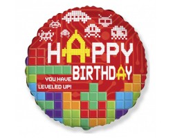  Folijas balons Happy Birthday - Level Up, 48cm, aplis