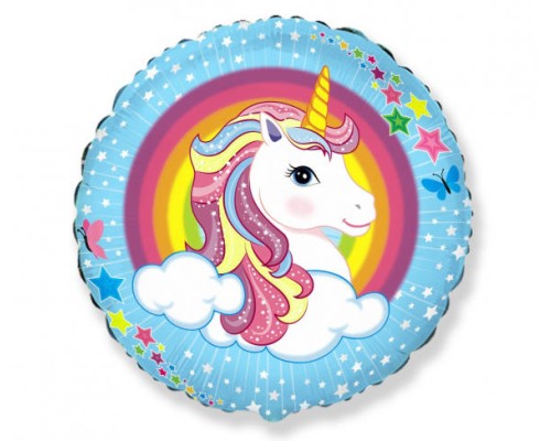 Folijas balons   Vienradzis  Unicorn, 48cm, aplis