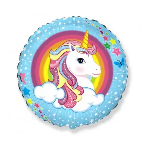 Folijas balons Vienradzis Unicorn, 48cm, aplis Folijas balons Vienradzis Unicorn, 48cm, aplis