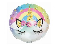 Folijas balons   Vienradzis  Pastel Unicorn, 48cm, aplis