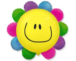 Folijas balons Augi - Puķe, krāsaina, smaidīga, 60cm - Flexmetal