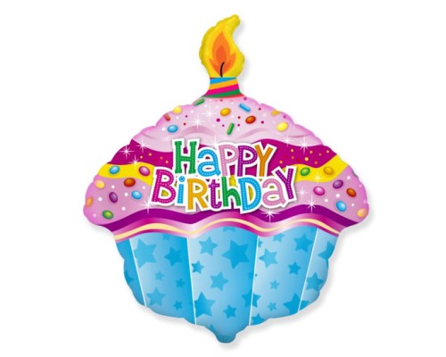  Folijas balons Happy Birthday - Kūka, 60cm, Flexmetal