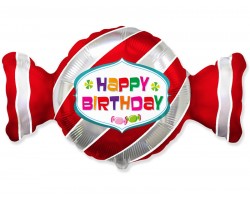 Folijas balons Happy Birthday - Konfekte, 60cm, Flexmetal  Folijas balons Happy Birthday - Konfekte, 60cm, Flexmetal