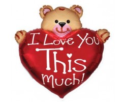Folijas balons Mīlu - Lācis ar sarkanu sirdi, 60cm Flexmetal