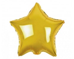 Folijas balons zvaigzne, zelta,  spīdīga, 48cm