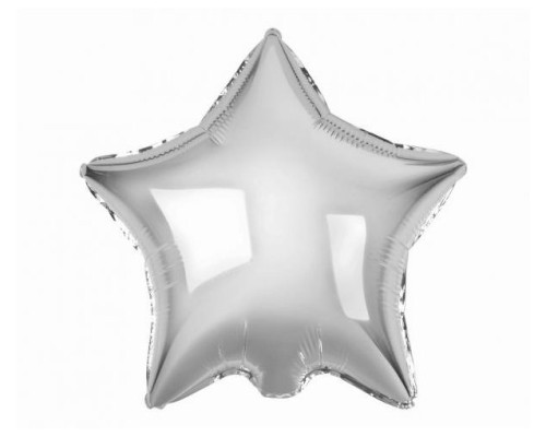 Folijas balons zvaigzne, sudraba, spīdīga, 48cm 