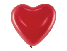 Baloni 40cm - sarkana sirds, daļēji caurspīdīga