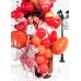 Baloni 40cm - sarkana sirds, daļēji caurspīdīga
