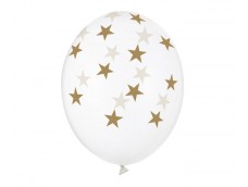 Baloni "Zvaigznes, rozā zelta", Belbal, caurspīdīgi, 29cm