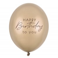 Baloni "Happy Birthday" - pērļu, zelta, auksta, 29cm