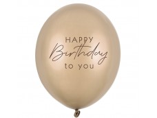 Baloni "Happy Birthday" - pērļu, zelta, auksta, 29cm