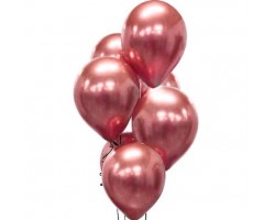 Baloni metāliski, hroma, sarkani, rozīgi, platinum, 30 cm