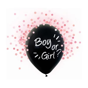Baloni mazuļiem "Boy or Girl", 4 gab. meitene, gaiši rozā konfeti, 29cm