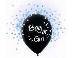 Baloni mazuļiem "Boy or Girl", 4 gab. puika, gaiši zili konfeti, 29cm