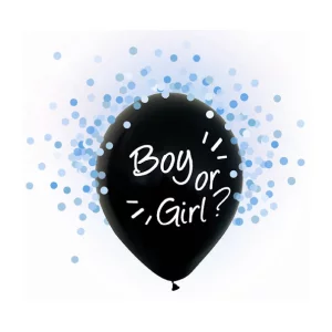 Baloni mazuļiem "Boy or Girl", 4 gab. puika, gaiši zili konfeti, 29cm