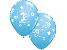 Baloni mazuļiem - 1. gadiņš, zili, QUALATEX, 29cm