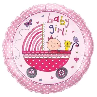Folijas balons "Baby girl" - Qualatex, 48cm, aplis Folijas balons "Baby girl" - Qualatex, 48cm, aplis