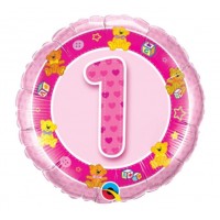  Folijas balons "Pink Teddy 1" - Qualatex, 48cm, aplis