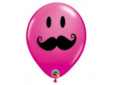 Baloni "Ūsas", Qualatex, 29cm, rozā