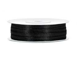 Lentīte melna, satīna,  3mm (50m)