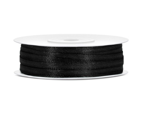 Lentīte melna, satīna,  3mm (50m)