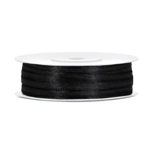 Lentīte melna, satīna,  3mm (50m)