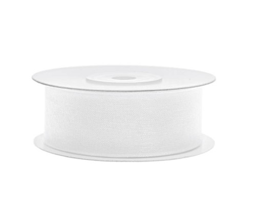 Lentīte balta, šifona, 25mm (25m)