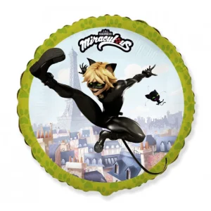 Folijas balons Miraculous CAT NOIR, 48cm, aplis Folijas balons Miraculous CAT NOIR, 48cm, aplis