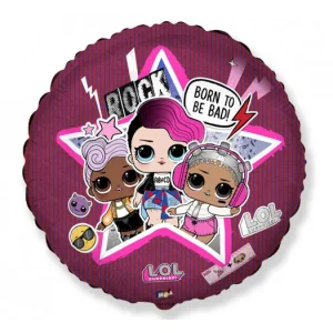 Folijas balons LOL Born to be Bad, 48cm, aplis Folijas balons LOL Born to be Bad, 48cm, aplis