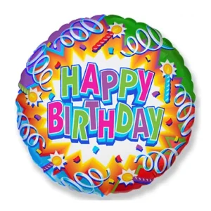 Folijas balons Happy Birthday - sveces, 48cm, aplis Folijas balons Happy Birthday - sveces, 48cm, aplis
