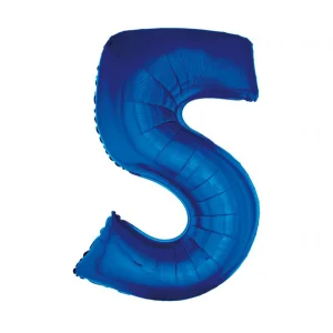 Folijas balons 92cm XXL - cipars 5, zils