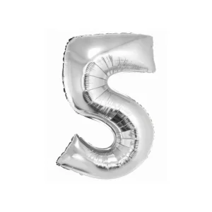 Folijas balons 76cm L - cipars 5, SMART, sudraba