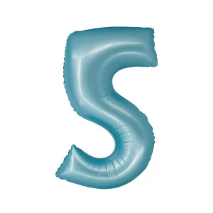 Folijas balons 76cm L - cipars 5, zils, gaiši, matēts