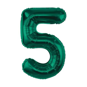 Folijas balons 85cm XL - cipars 5, zaļš, smaragda