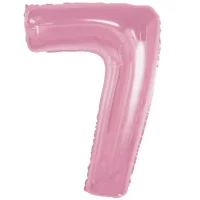 Folijas balons 92cm XXL - cipars 7, rozā, gaiši, maigi