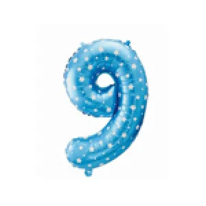 Folijas balons 64cm - cipars 9, zils ar zvaigznītēm, tikai gaisam Folijas balons 64cm - cipars 9, zils ar zvaigznītēm, tikai gaisam
