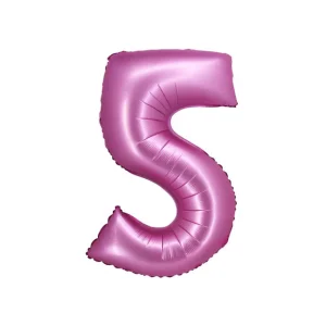 Folijas balons 76cm L - cipars 5, rozā, satīna