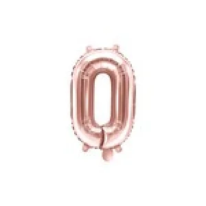 Folijas balons 35cm - cipars 0, zelta, rozā, tikai gaisam Folijas balons 35cm - cipars 0, zelta, rozā, tikai gaisam