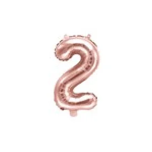 Folijas balons 35cm - cipars 2, zelta, rozā, tikai gaisam Folijas balons 35cm - cipars 2, zelta, rozā, tikai gaisam