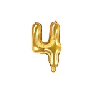 Folijas balons 35cm - cipars 4, zelta, tikai gaisam Folijas balons 35cm - cipars 4, zelta, tikai gaisam