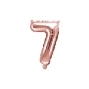 Folijas balons 35cm - cipars 7, zelta, rozā, tikai gaisam Folijas balons 35cm - cipars 7, zelta, rozā, tikai gaisam