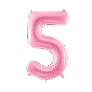 Folijas balons 86cm XL - cipars 5, rozā, gai&scaron;i
