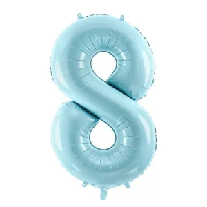 Folijas balons 86cm XL - cipars 8, gaiši zils Folijas balons 86cm XL - cipars 8, gaiši zils