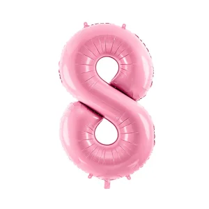 Folijas balons 86cm XL - cipars 8, rozā, gaiši Folijas balons 86cm XL - cipars 8, rozā, gaiši